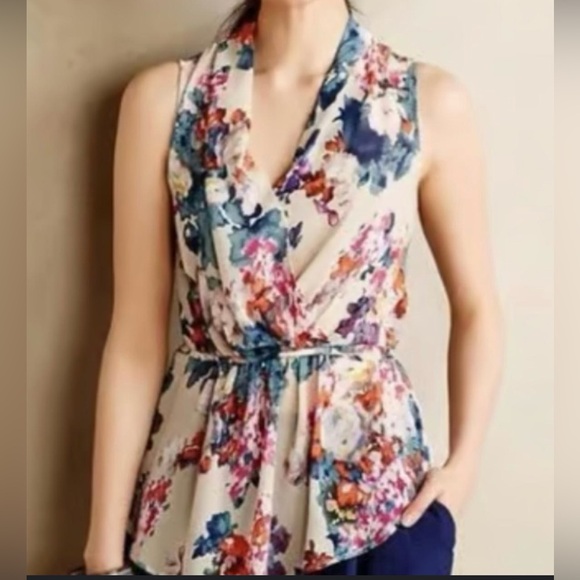 Anthropologie Sunday in Brooklyn Edria Women’s Floral Wrap Top Y2K Fairy Small - Picture 2 of 7